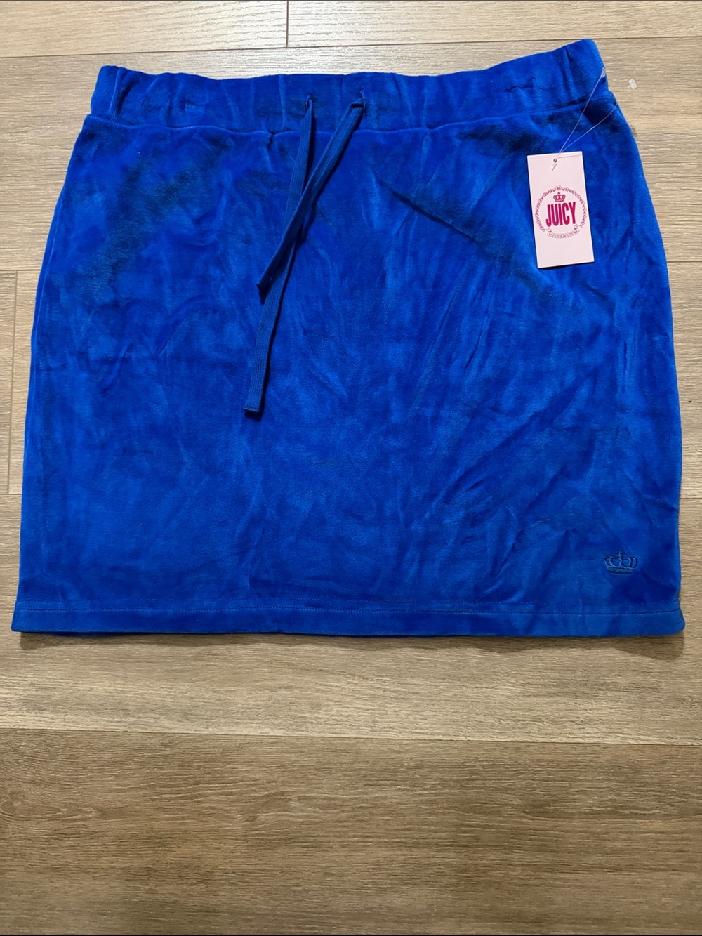 Juicy Couture Royal Blue Velour Drawstring Mini Skirt